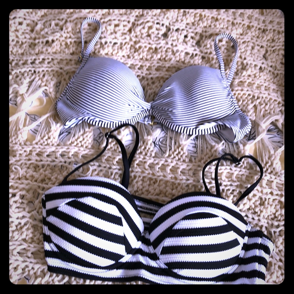 2 for 1 Target Striped  Bikini Tops!